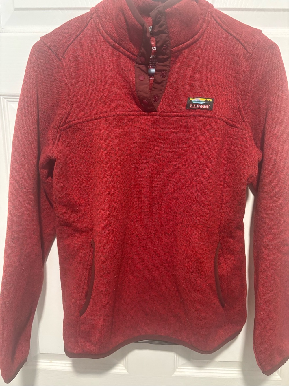 L.L. Bean Red Fleece Pullover Sweater